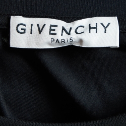 Pre Owned Givenchy Black Logo Print Cotton Regular Fit T-Shirt M