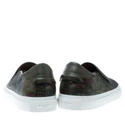 Givenchy Olive Green Printed Leather Street Skate Slip On Sneakers Size 45