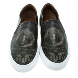 Givenchy Olive Green Printed Leather Street Skate Slip On Sneakers Size 45