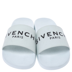 Givenchy White Rubber Logo Flat Slides Size 41