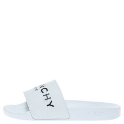 Givenchy White Rubber Logo Flat Slides Size 41