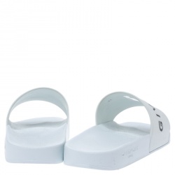 Givenchy White Rubber Logo Flat Slides Size 41