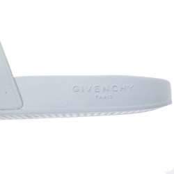 Givenchy White Rubber Logo Flat Slides Size 41