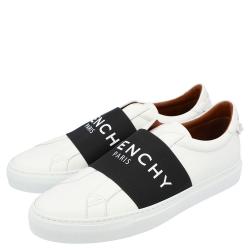 Givenchy White/Black Leather Urban Street Logo Slip On Sneakers Size EU 41