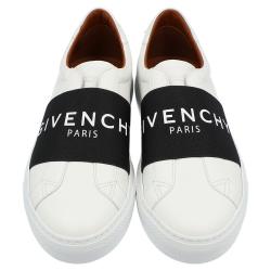 Givenchy White/Black Leather Urban Street Logo Slip On Sneakers Size EU 41