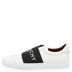 Givenchy White/Black Leather Urban Street Logo Slip On Sneakers Size EU 41