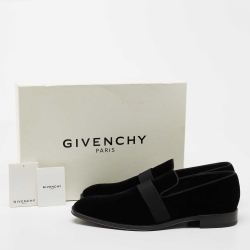 Givenchy Black Velvet Jenaro Slip On Loafers Size 44