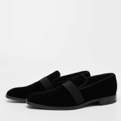 Givenchy Black Velvet Jenaro Slip On Loafers Size 44