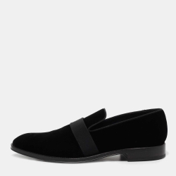 Givenchy Black Velvet Jenaro Slip On Loafers Size 44