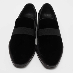 Givenchy Black Velvet Jenaro Slip On Loafers Size 44