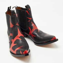 Givenchy Black/Red Leather Cowboy Ankle Boots Size 44