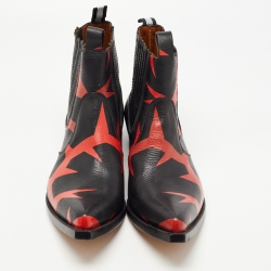 Givenchy Black/Red Leather Cowboy Ankle Boots Size 44
