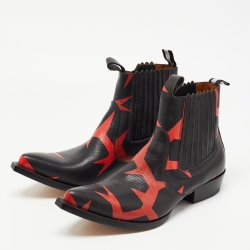 Givenchy Black/Red Leather Cowboy Ankle Boots Size 44