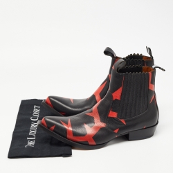 Givenchy Black/Red Leather Cowboy Ankle Boots Size 44