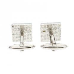 Givenchy Orange Glitter Enamel Silver Tone Square Cufflinks