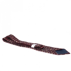 Givenchy Vinatge Dark Red Jacquard and Floral Print Silk Tie
