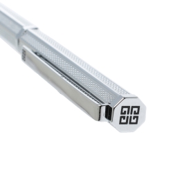 Givenchy Octagonal Textured Silver Tone Ballpoint Pen
