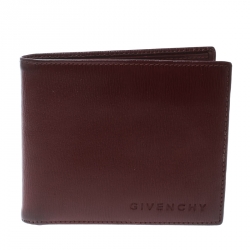 Givenchy Burgundy Leather Bi Fold Wallet