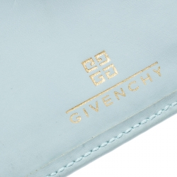 Givenchy Light Blue/Brown Canvas and Leather Compact Wallet