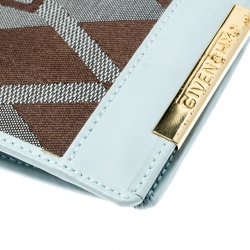 Givenchy Light Blue/Brown Canvas and Leather Compact Wallet