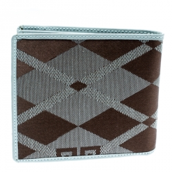 Givenchy Light Blue/Brown Canvas and Leather Compact Wallet