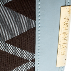 Givenchy Light Blue/Brown Canvas and Leather Compact Wallet