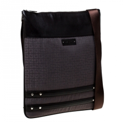 Givenchy Brown Signature Canvas and Leather Messenger Bag