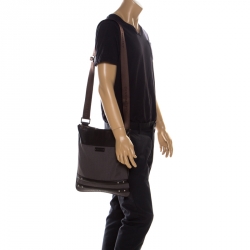 Givenchy Brown Signature Canvas and Leather Messenger Bag