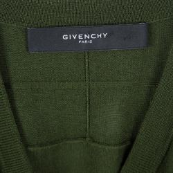 Pre Owned Givenchy Green Wool V Neck Long Sleeve Sweater L