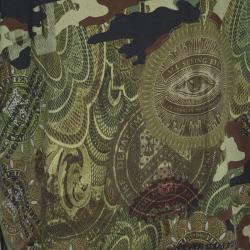 Pre Owned تي شيرت جيفنشي كولومبيان قطن أخضر طباعة مموهه برقبة ضيقة M