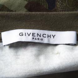 Pre Owned تي شيرت جيفنشي كولومبيان قطن أخضر طباعة مموهه برقبة ضيقة M