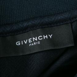 Pre Owned Givenchy Dark Blue Herringbone Pattern Ribbed Trim Polo T-Shirt S