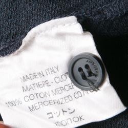 Pre Owned Givenchy Dark Blue Herringbone Pattern Ribbed Trim Polo T-Shirt S