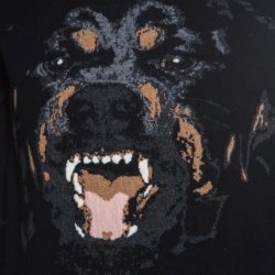 Pre Owned Givenchy Black Wool Rottweiler Pattern Crew Neck Sweater M