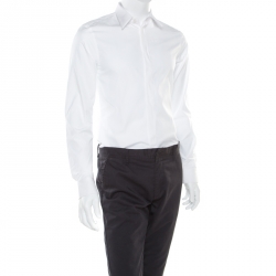 مملوكة مسبقًا Givenchy White Cotton Long Sleeve Button Front Classic Slim Fit Shirt S