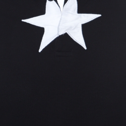 مملوكة مسبقًا Givenchy Black Pique Knit Star Appliqué Detail Contrast Short Sleeve Polo T Shirt M