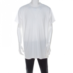 Pre Owned Givenchy White Cotton Star Embroidered Colombian Fit T-Shirt M