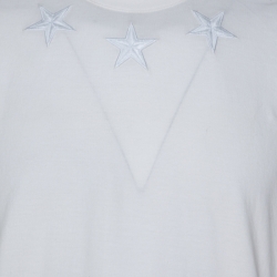 Pre Owned Givenchy White Cotton Star Embroidered Colombian Fit T-Shirt M
