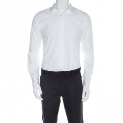 Pre Owned Givenchy White Striped Cotton Button Front Shirt M 