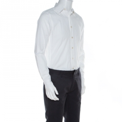Pre Owned Givenchy White Striped Cotton Button Front Shirt M 