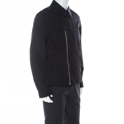 Pre Owned Givenchy Black Cotton Trench Style Zip Front Bomber Jacket L 