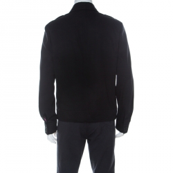 Pre Owned Givenchy Black Cotton Trench Style Zip Front Bomber Jacket L 
