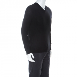 Pre Owned   كنزة جيفنشي بياقة على شكل رقم سبعة نسيج خفيف صوف سوداء L