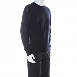 Pre Owned  كنزة جيفنشي بياقة مستديرة نسيج أزرق كحلي L