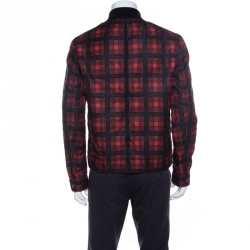 Pre Owned Givenchy Black & Red Tartan & Dart Print Bomber Jacket L
