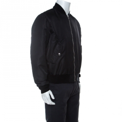 Pre Owned Givenchy Black Minotaur Print Satin Bomber Jacket M