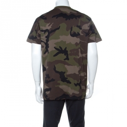 Givenchy Green Camouflage Cotton Monkey Brothers Motif  T-Shirt XS