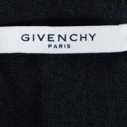 Pre Owned Givenchy Dark Blue Denim Leather Trim Button Front Shirt M