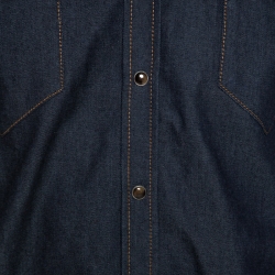 Pre Owned Givenchy Dark Blue Denim Leather Trim Button Front Shirt M