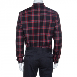 Pre Owned Givenchy Multicolor Check Cotton Star Leather Trim Button Down Shirt XL